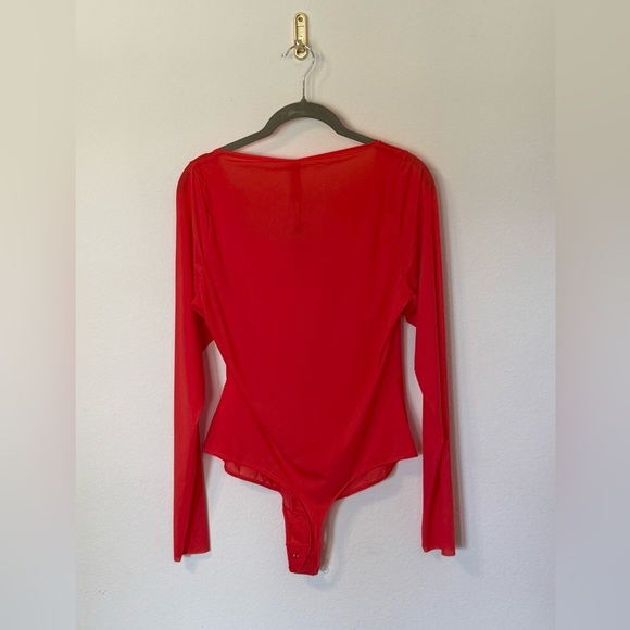 Skims NEW Poppy Red Jelly Sheer Long Sleeve Thong Bodysuit-  Size 3X - Picture 7 of 8